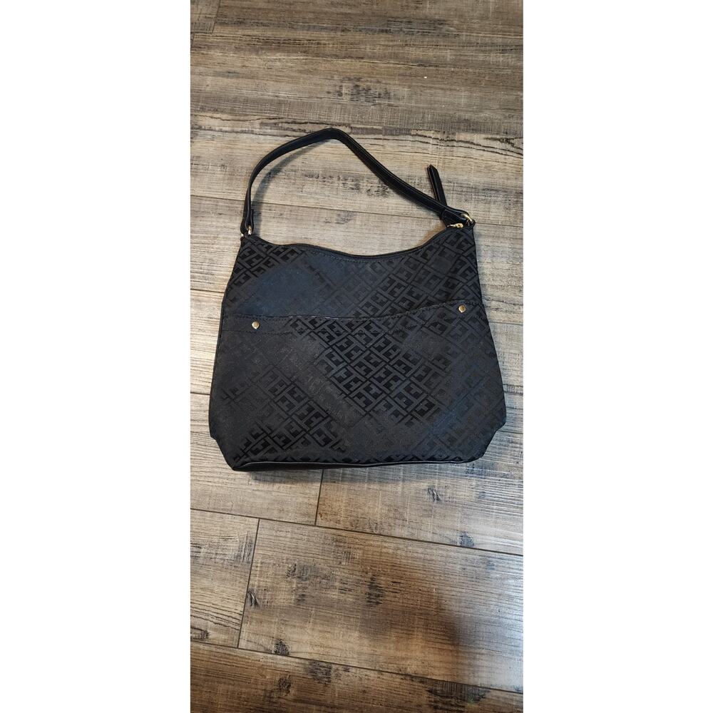 Tommy Hilfiger Black On Black Handbag Purse Some Wear See Pics. Y